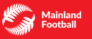 Mainland Football logo Koru Care Christchurch